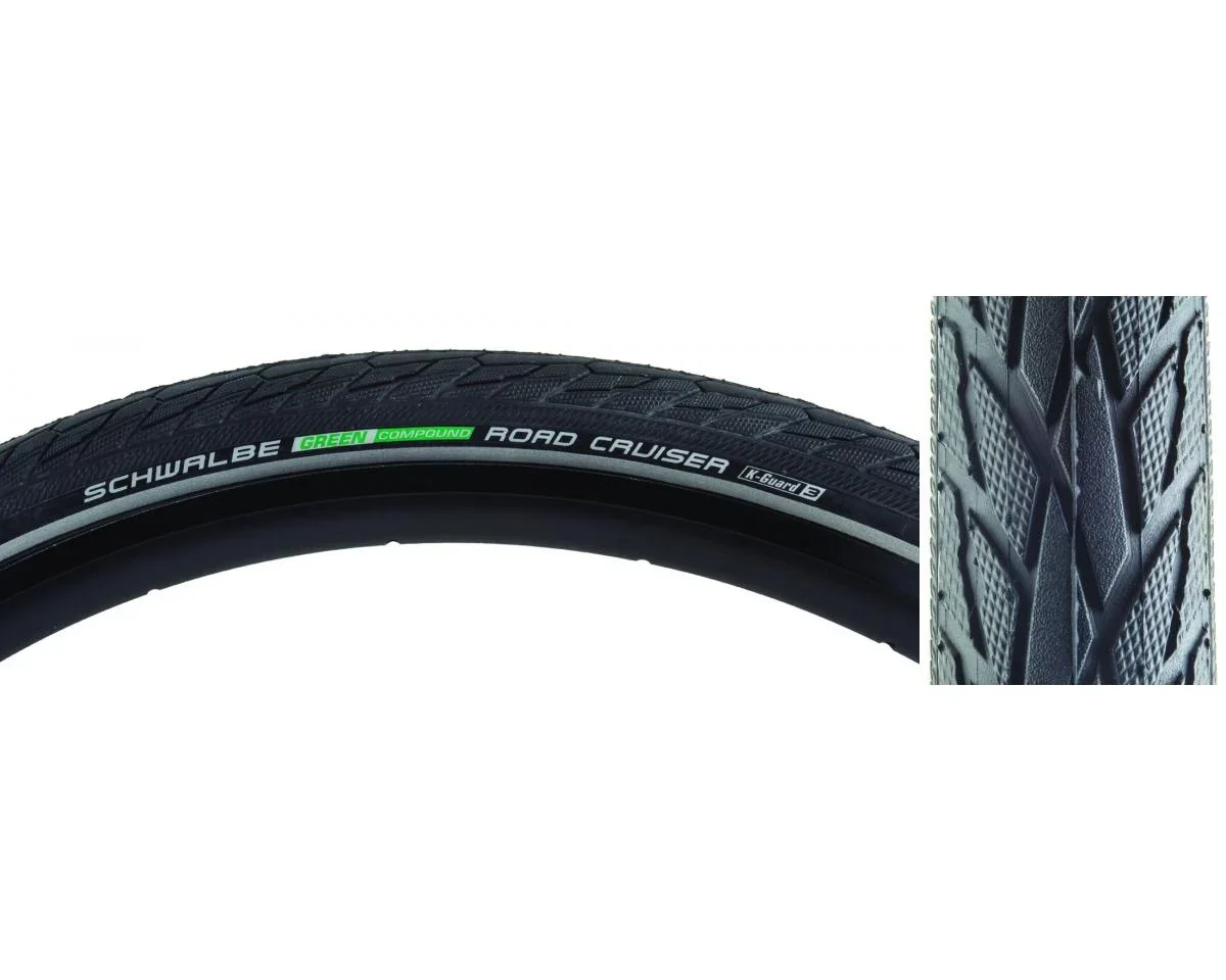 Schwalbe Road Cruiser Tire (Black) (700c) (40mm) (Reflective) (Wire Bead) (Green/K-Guard)